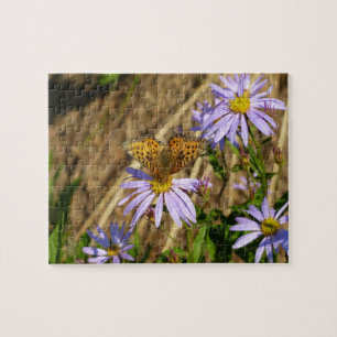 Puzzle Fritillaire Hydaspe sur Fleurs d'Aster Violet