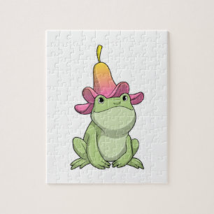 Puzzle Frog with Plumeria