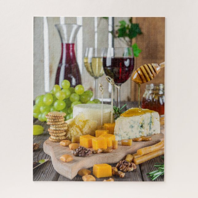 Puzzle Fromage Vin Miel Noix Raisins Crackers Alimentatio (Vertical)