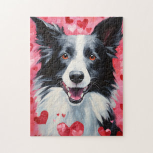 Puzzle Frontière Collie Valentines jour