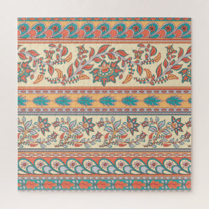 Puzzle Frontières florales indiennes Motif sans joint