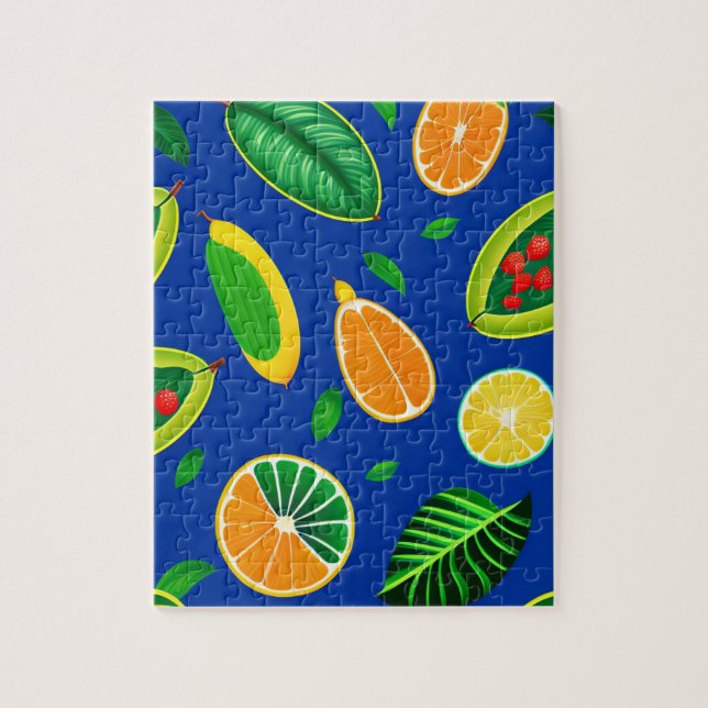 Puzzle Fruits exotiques et Feuilles verts (Vertical)