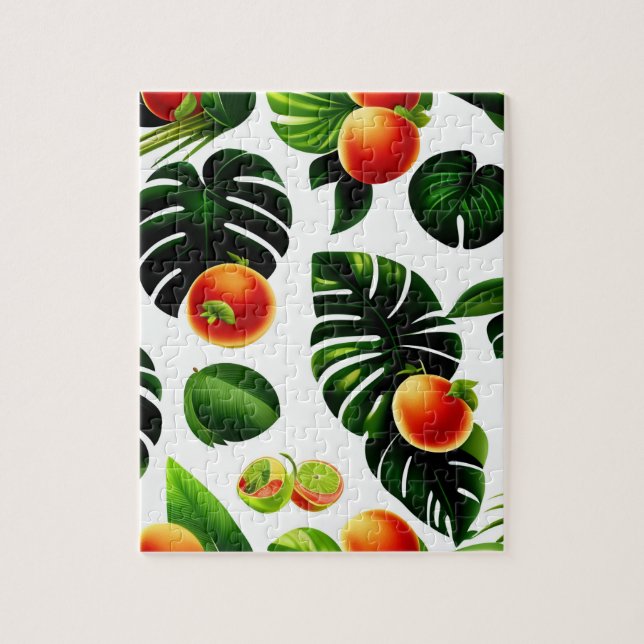 Puzzle Fruits exotiques Motif et Feuilles verts décoratif (Vertical)
