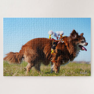Puzzle Fubby's die paardrijden op hun honden vriendje.