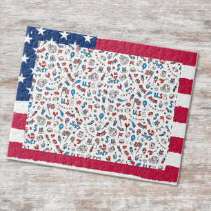 Puzzle, Fügen Sie Ihr Foto hinzu, USA-Flagge Rahme