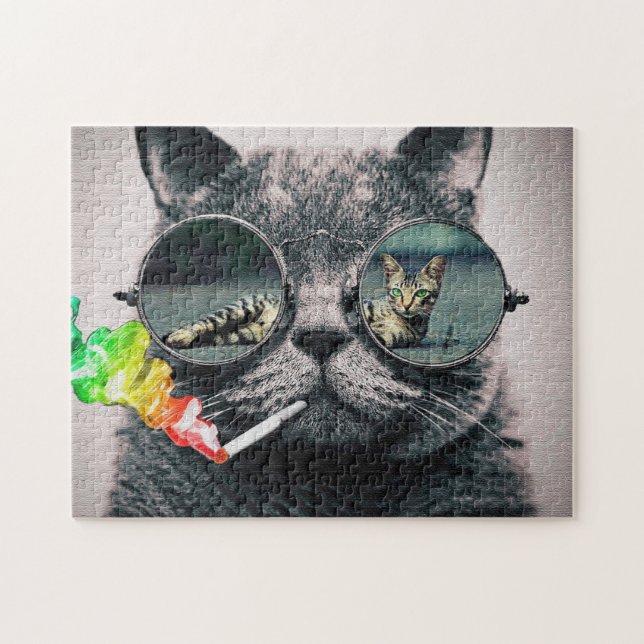 Puzzle Fumage de chats Hipster (Horizontal)