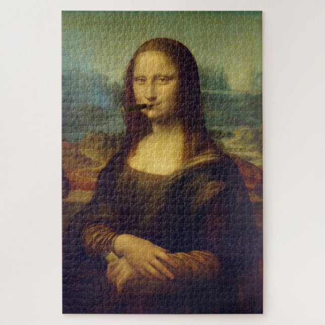 Puzzle Fumeur de cigares Mona Lisa Peinture drôle (Vertical)
