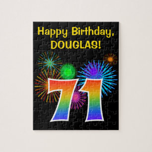 Puzzle Fun Fireworks + Rainbow Motif "71" Anniversaire #