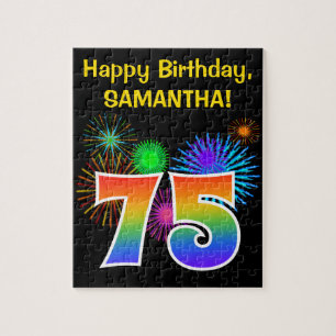 Puzzle Fun Fireworks + Rainbow Motif "75" Anniversaire #