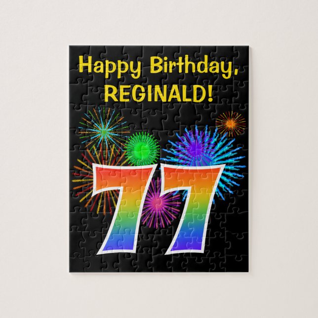 Puzzle Fun Fireworks + Rainbow Motif "77" Anniversaire # (Vertical)