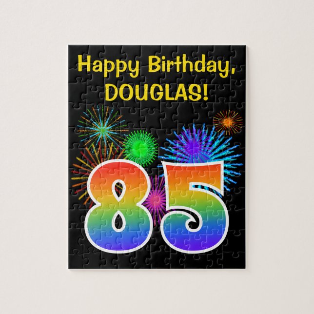 Puzzle Fun Fireworks + Rainbow Motif "85" Anniversaire # (Vertical)