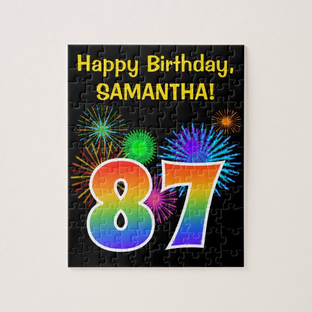 Puzzle Fun Fireworks + Rainbow Motif "87" Anniversaire # (Vertical)