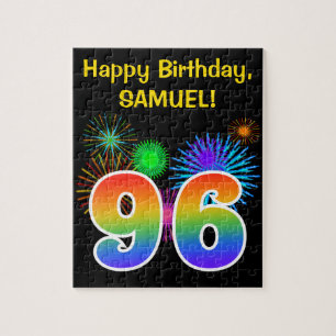 Puzzle Fun Fireworks + Rainbow Motif "96" Anniversaire #