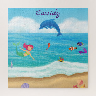 Puzzle Fun in the Sun Mermaid Dolphin Beach Personalized