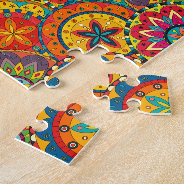 Puzzle Funky Retro couleur Motif Mandala (Côté)