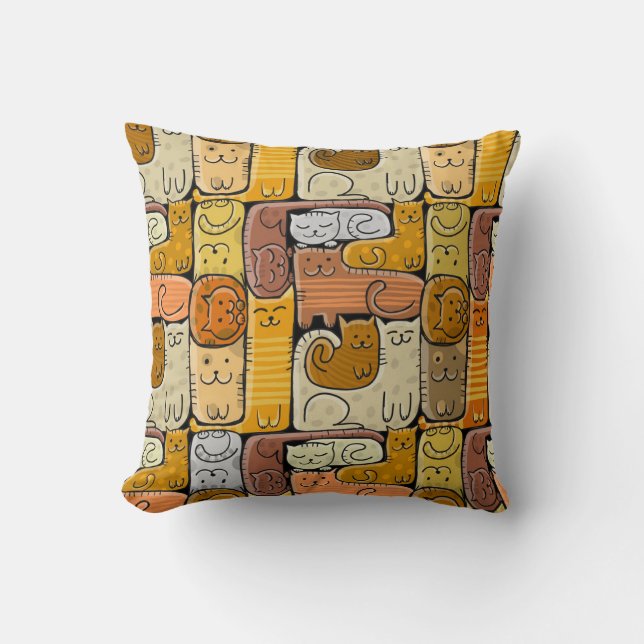 Puzzle Funny Cats House Nahtlos Kissen (Vorderseite)