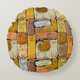 Puzzle Funny Cats House Nahtlos Rundes Kissen