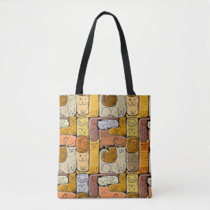 Puzzle Funny Cats House Nahtlos Tasche