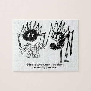 Puzzle Funny Spiders and Spiders Web Weaving Cartoon