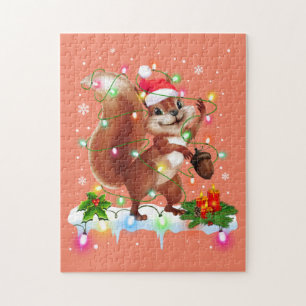 Puzzle Funny Squirl Décorations de Christma Santa Hat Xma