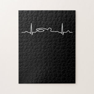 Puzzle Funny Swimmer Heartbeat Apparel