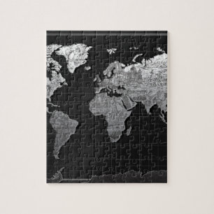 Puzzle galaxie 4 noirs et blancs de carte du monde