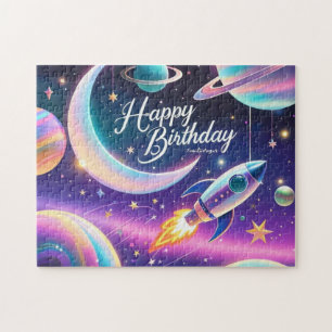 Puzzle Galaxy thème heureux croissant d'anniversaire lune