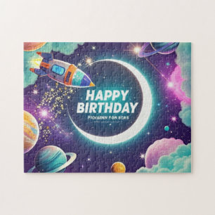 Puzzle Galaxy thème heureux croissant d'anniversaire lune