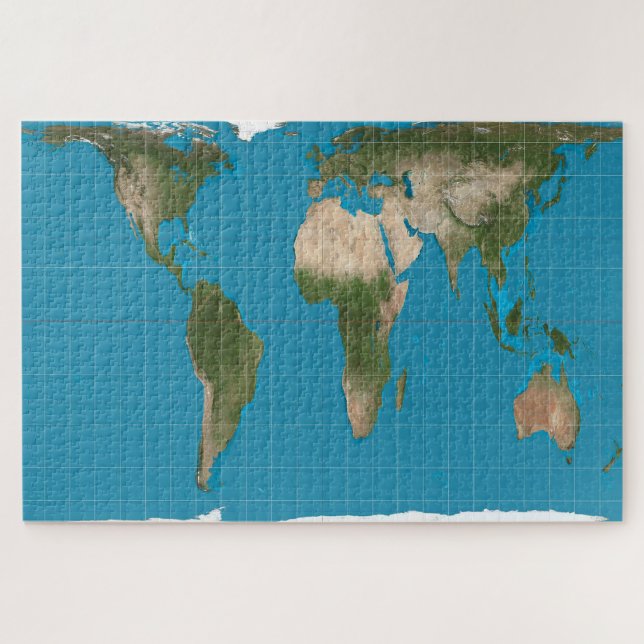 Puzzle Gall Peters Projection World Map Poster (Horizontal)