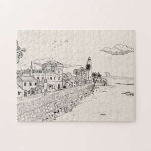 Puzzle Galle Dutch Fort Sri Lanka Encre en stylo Illustra
