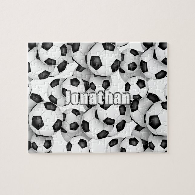 Puzzle garçons filles ballons de football motif personnal (Horizontal)
