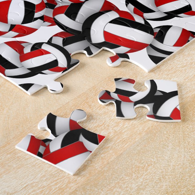 Puzzle garçons filles nom rouge noir volleball équipe cou (Côté)