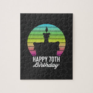 Puzzle gâteau coloré vintage heureux 70e anniversaire