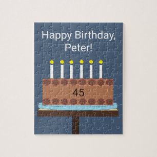Puzzle Gâteau d'anniversaire sucré au chocolat : gris-ble