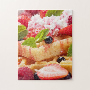 Puzzle Gâteau de gaufre avec la baie fraîche
