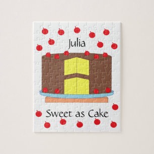 Puzzle Gâteau jaune et cerises : blanc