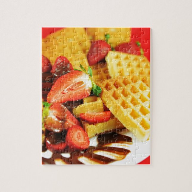 Puzzle Gaufre belge et fraises de chocolat (Vertical)
