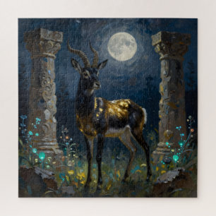 Puzzle Gazelle noire et dorée   Illustration de la faune