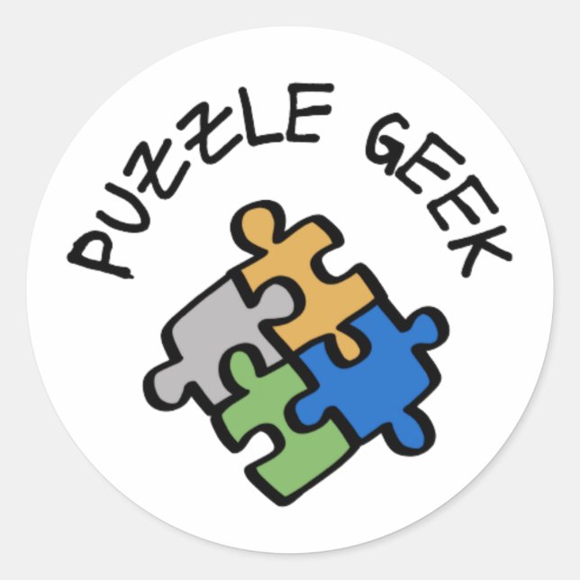 Puzzle Geek Runder Aufkleber (Vorderseite)