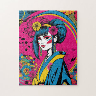 Puzzle Geisha Japonaise Moderne d'Art Pop Vibrant