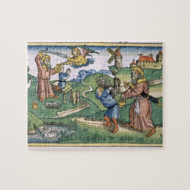 Puzzle Genèse 21 1-14 Abraham offrant d'Isaac, franc (Horizontal)
