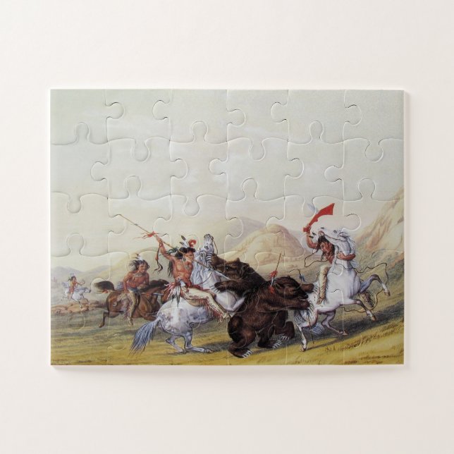 Puzzle George Catlin attaque l'ours grizzli 1844 (Horizontal)