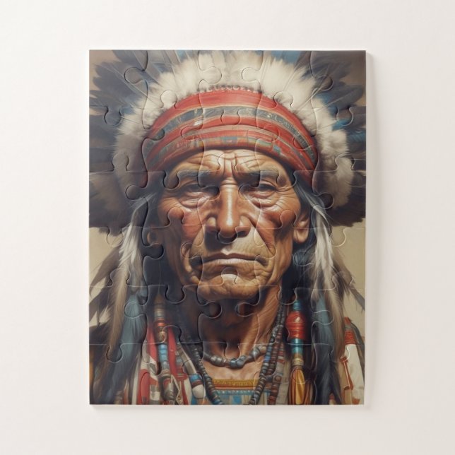 Puzzle Geronimo Portrait du chef guerrier indien (Vertical)