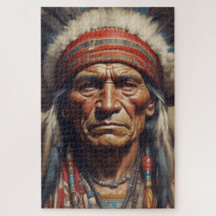 Puzzle Geronimo Portrait du chef guerrier indien