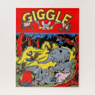 Puzzle Giggle Elephant Animal Vintage Comics