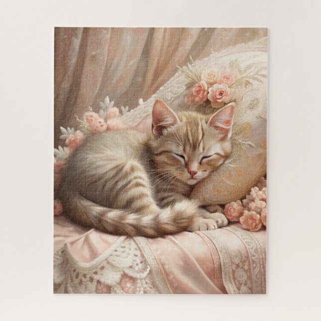 Puzzle Ginger Kitten Dormir (Shabby Chic) (Vertical)