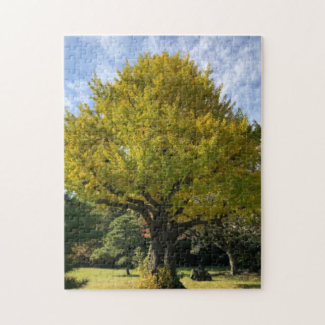 Puzzle Ginkgo Tree of Golden Yellow (Vertical)