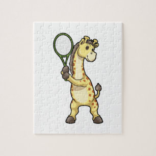 Puzzle Girafe au Tennis avec raquette de tennis