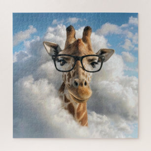 Puzzle Girafe avec des lunettes noires dans un nuage