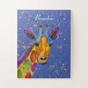 Puzzle Giraffe Animaux Abstraits Sauvages Cute Art Arc-en